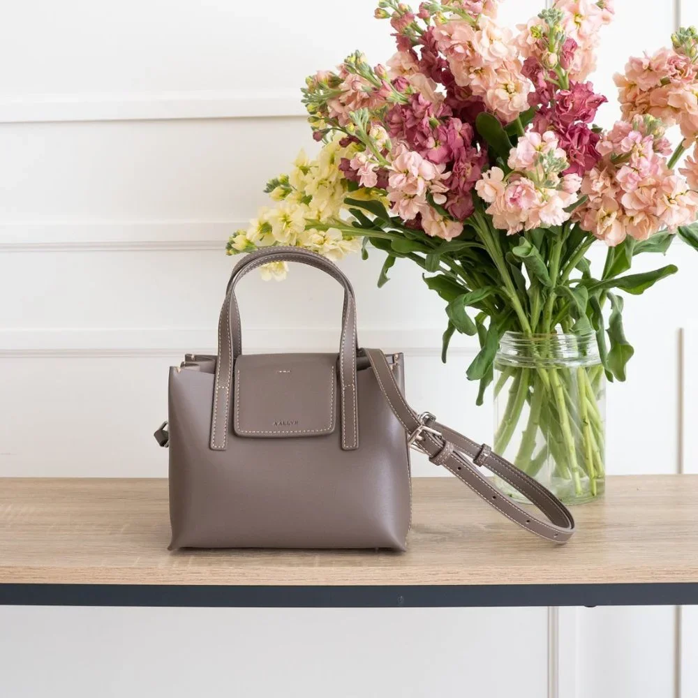 😍 NEW COLOR * Stella Mini Satchel Bag - Genuine Leather - Wood Berry - Picture 4 of 13